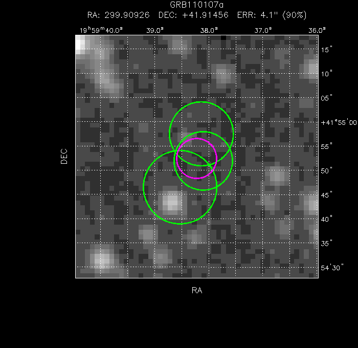 V-band image with the final position and all component positions