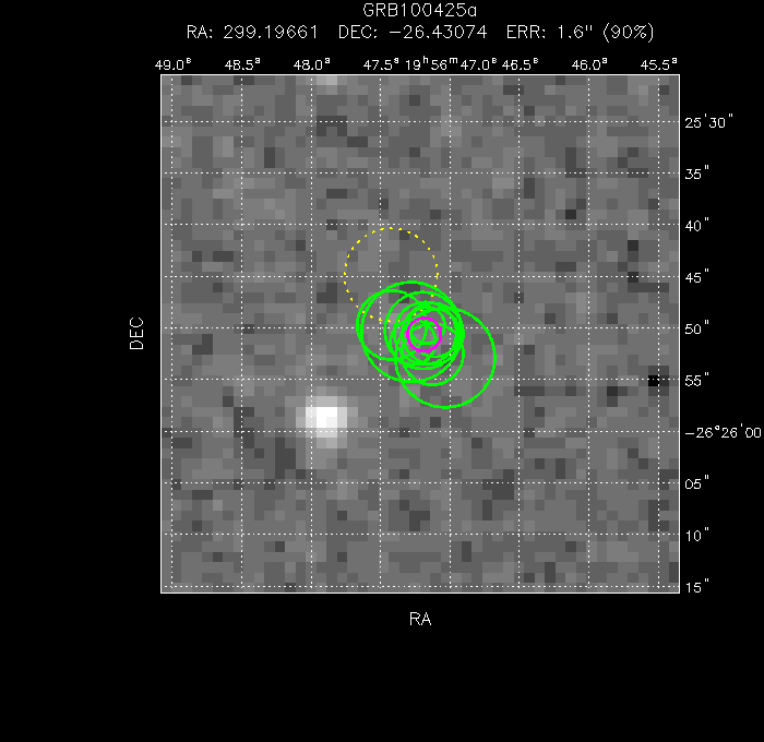 V-band image with the final position and all component positions