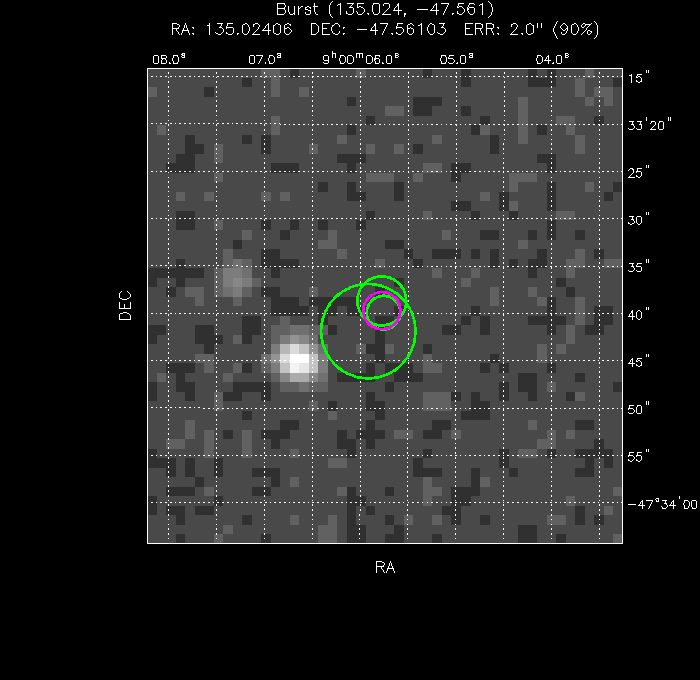 V-band image with the final position and all component positions