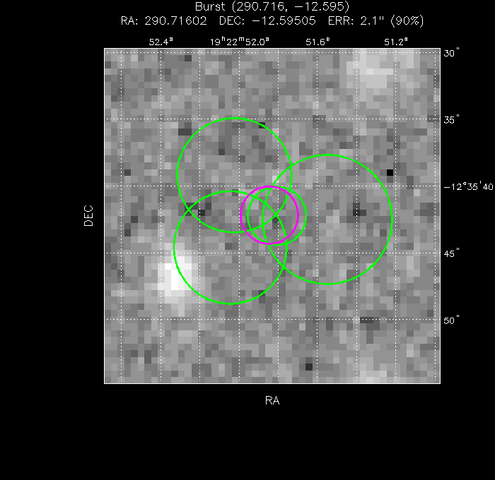 V-band image with the final position and all component positions