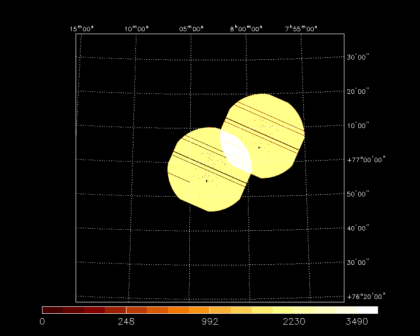 Exposure map of all observations processed so far
