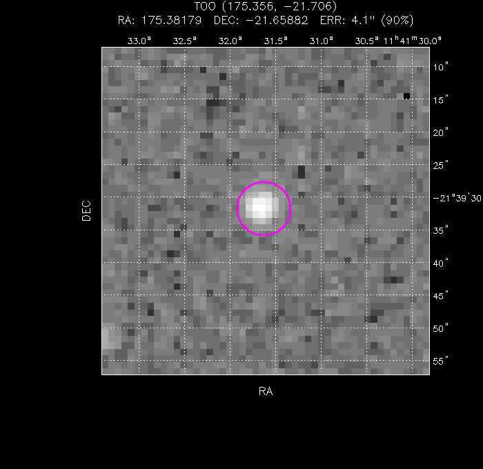 UVOT image with the final position