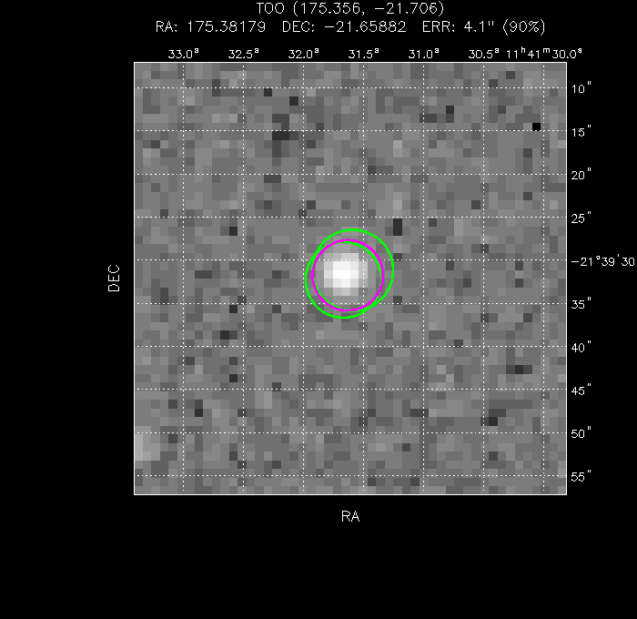 V-band image with the final position and all component positions