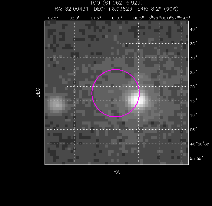 UVOT image with the final position