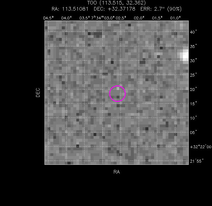 UVOT image with the final position