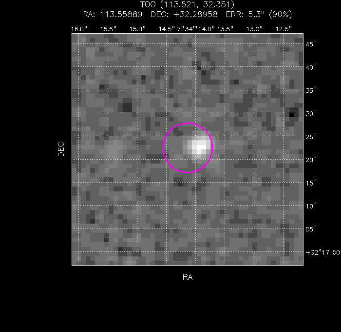 UVOT image with the final position