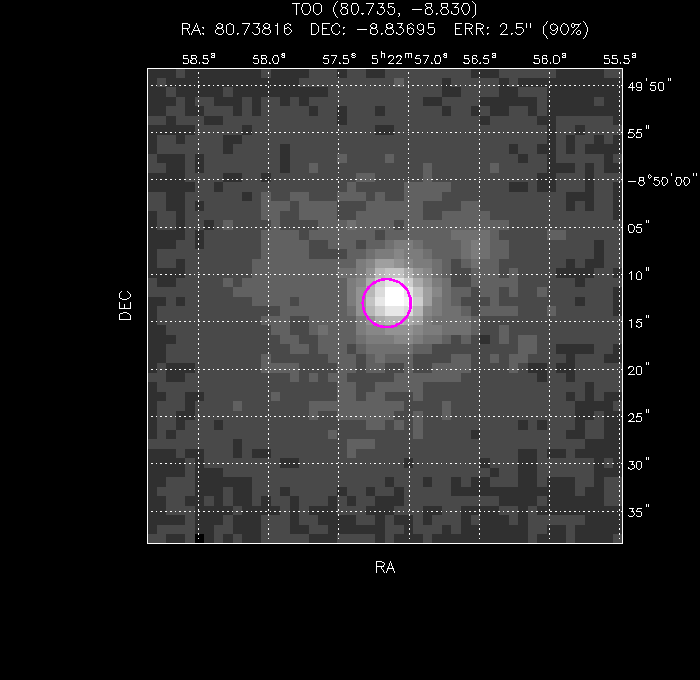 UVOT image with the final position