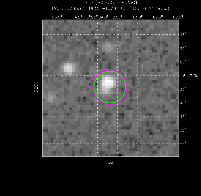 V-band image with the final position and all component positions