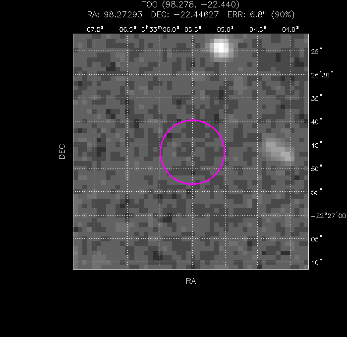 UVOT image with the final position