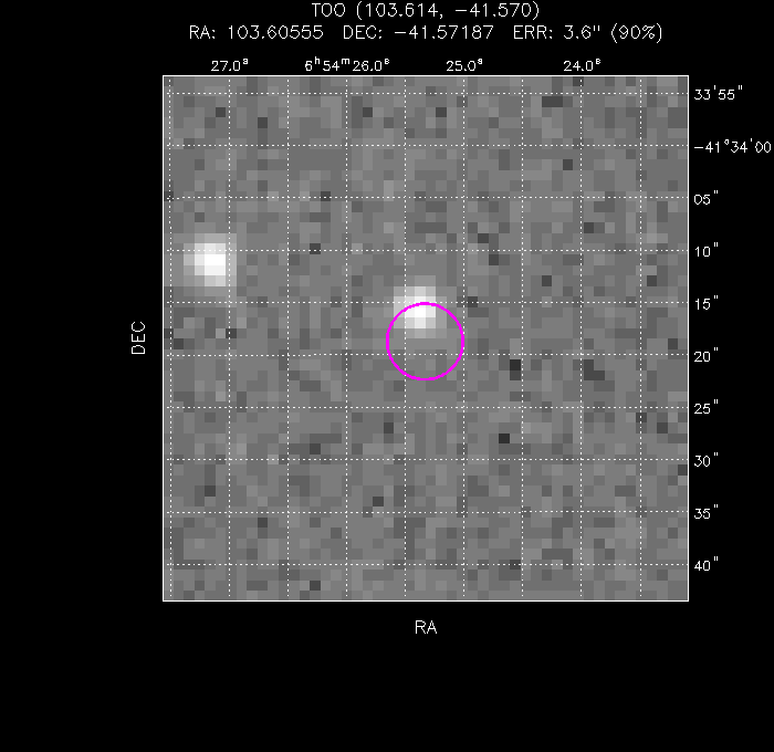 UVOT image with the final position