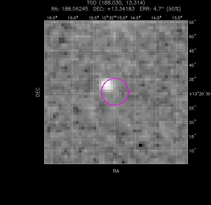 UVOT image with the final position