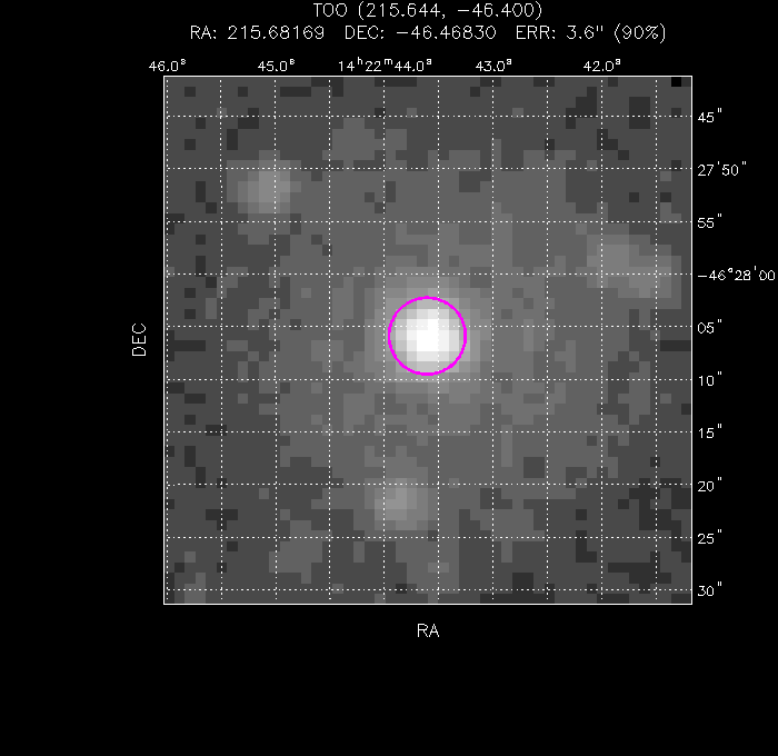 UVOT image with the final position