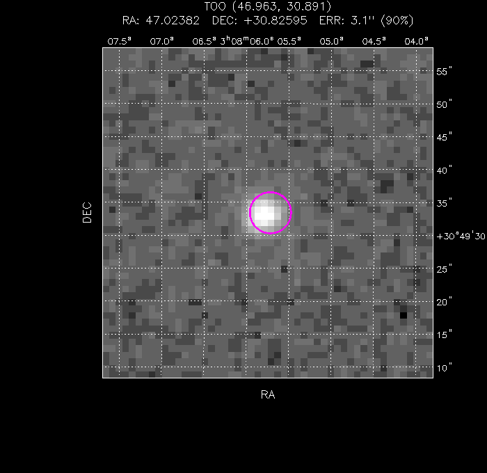 UVOT image with the final position