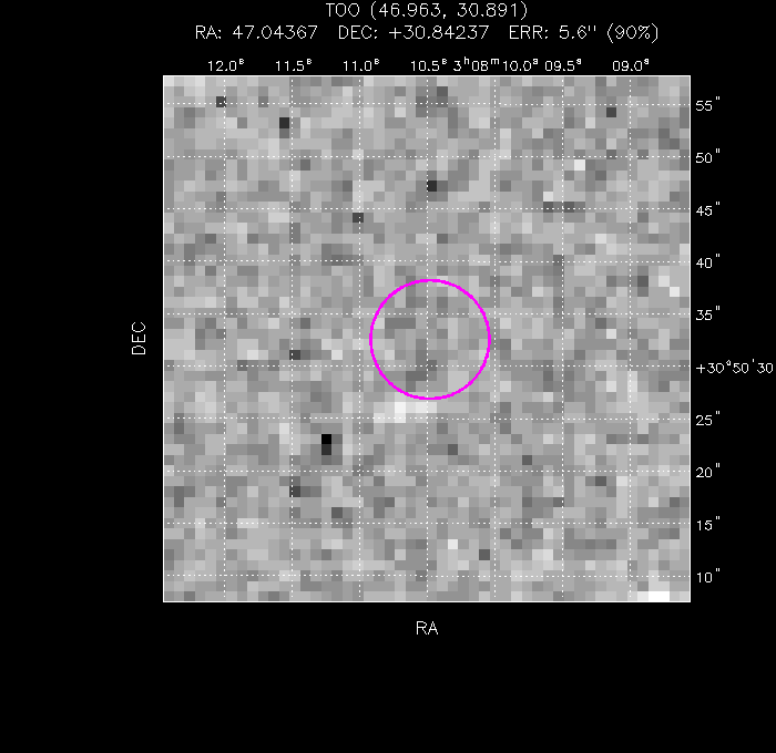 UVOT image with the final position