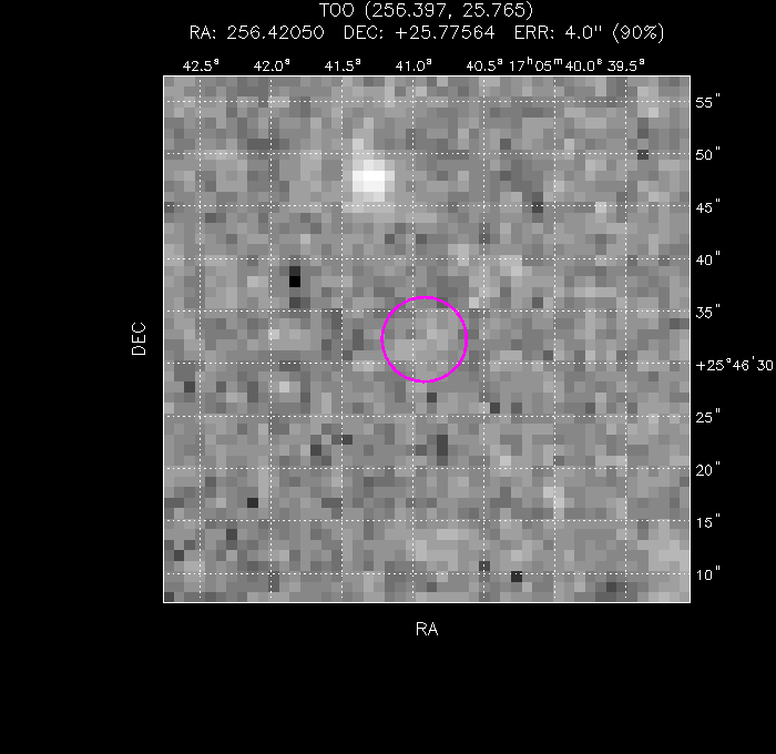 UVOT image with the final position