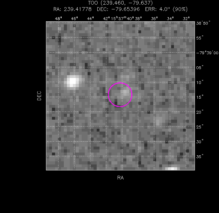 UVOT image with the final position