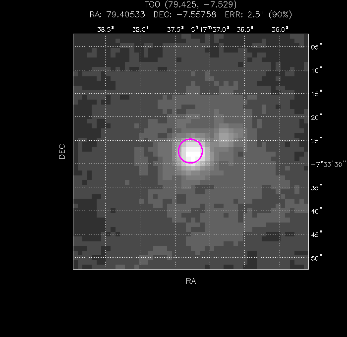 UVOT image with the final position