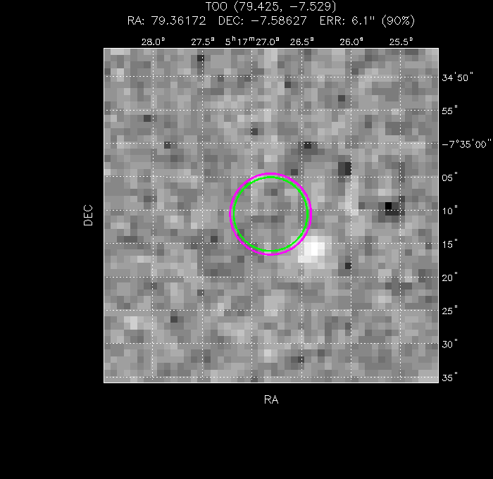 V-band image with the final position and all component positions