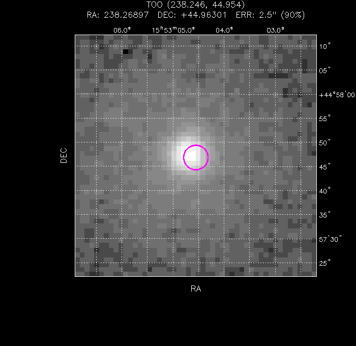 UVOT image with the final position