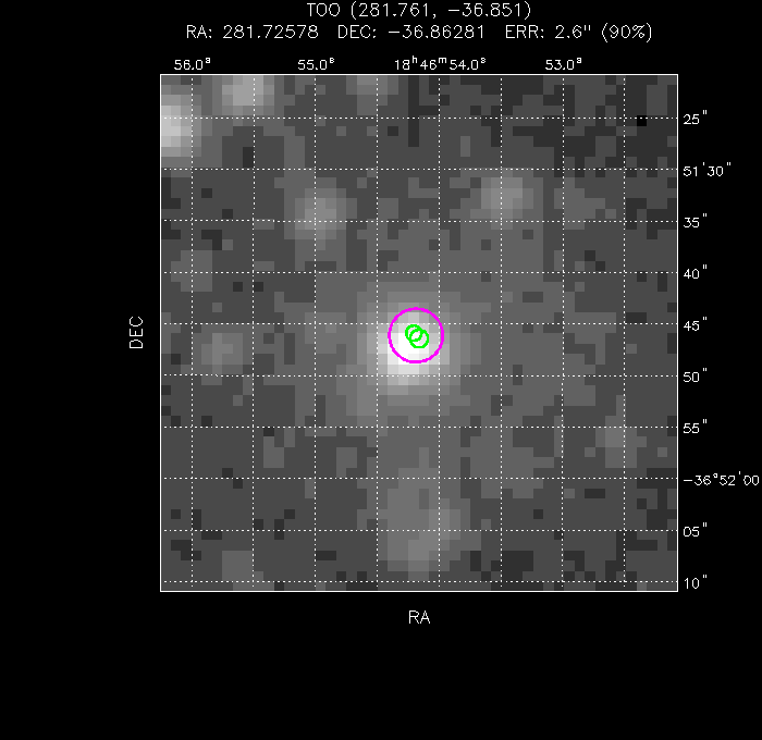 V-band image with the final position and all component positions