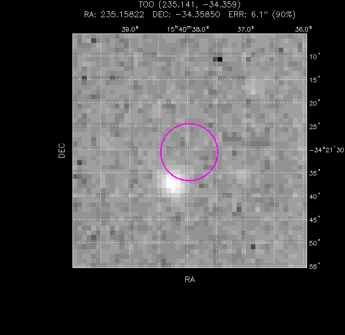 UVOT image with the final position