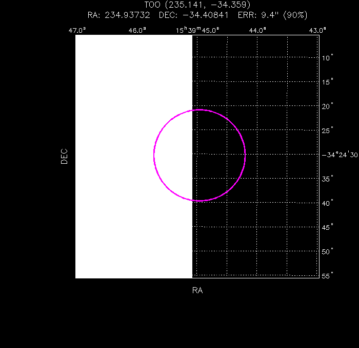 UVOT image with the final position