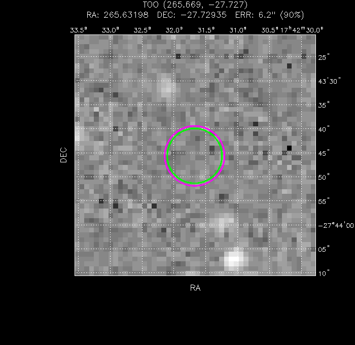 V-band image with the final position and all component positions