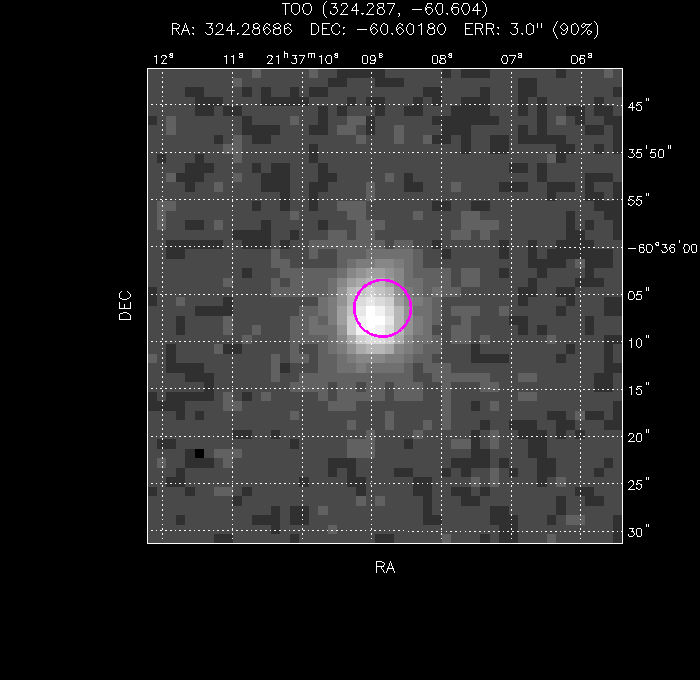 UVOT image with the final position