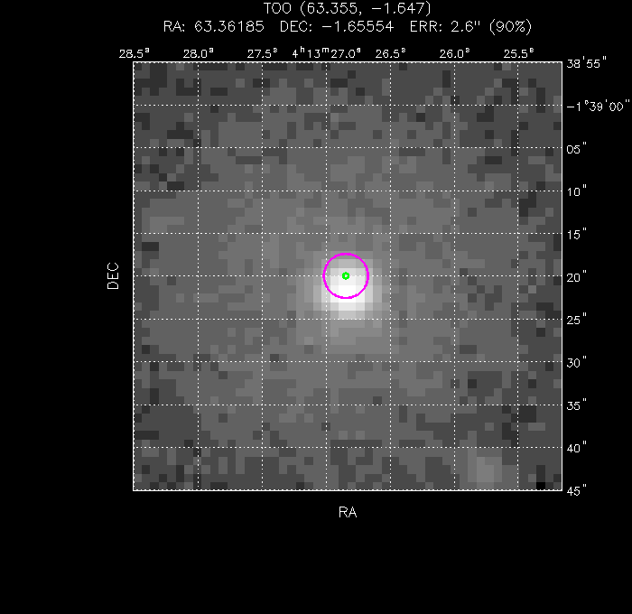V-band image with the final position and all component positions