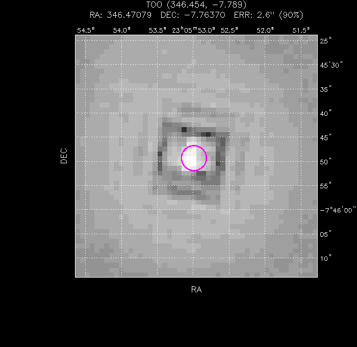 UVOT image with the final position