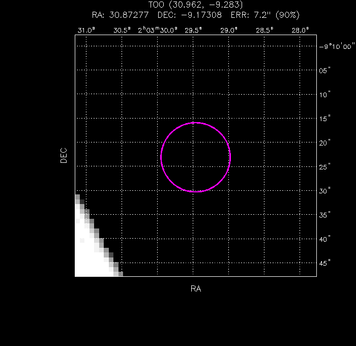 UVOT image with the final position