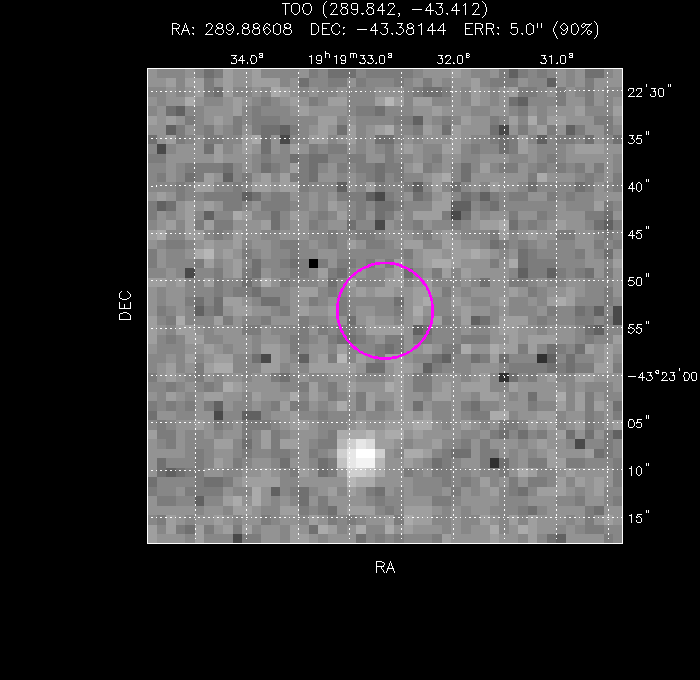 UVOT image with the final position