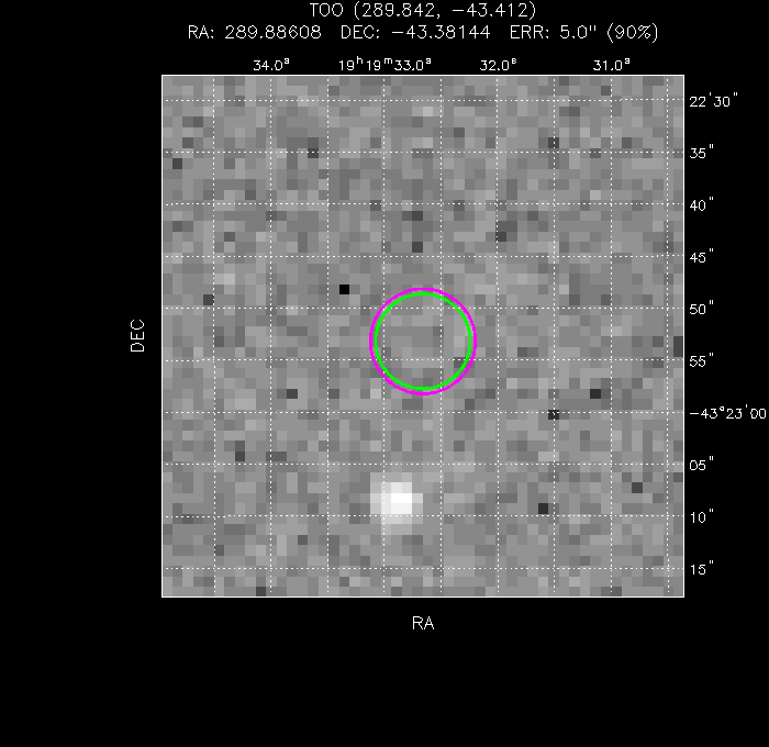 V-band image with the final position and all component positions