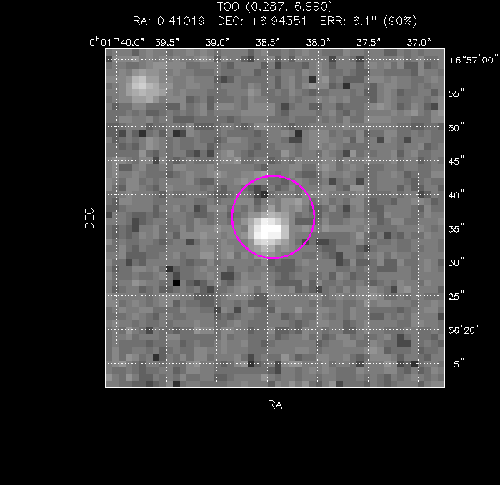 UVOT image with the final position