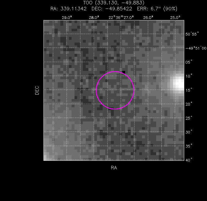 UVOT image with the final position