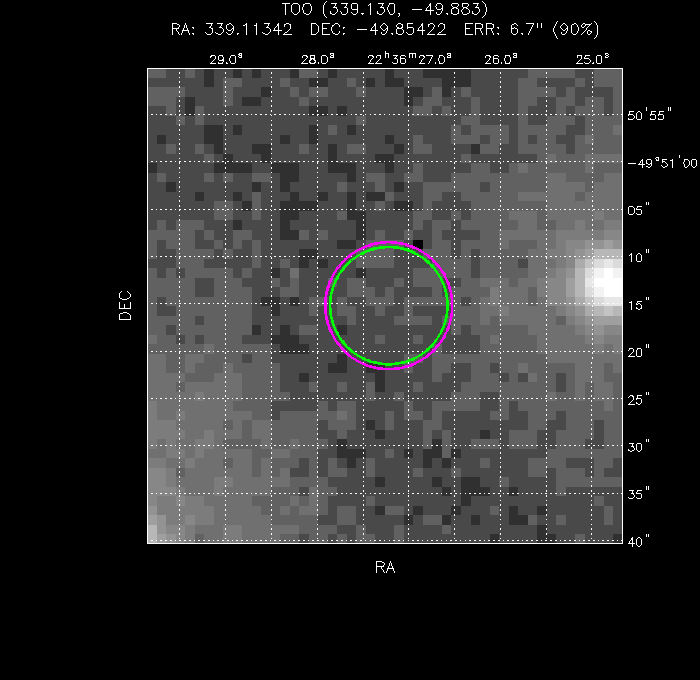 V-band image with the final position and all component positions