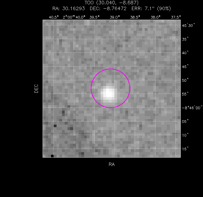 UVOT image with the final position