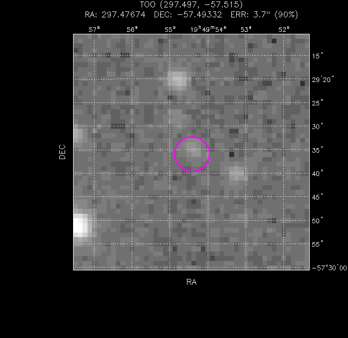 UVOT image with the final position