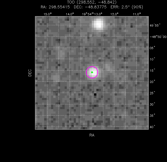 V-band image with the final position and all component positions
