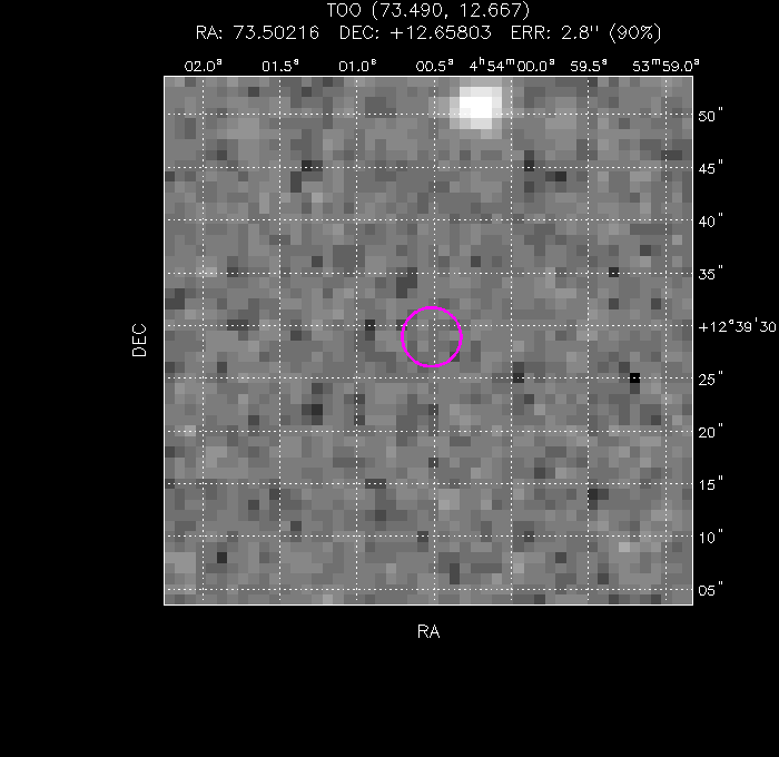 UVOT image with the final position