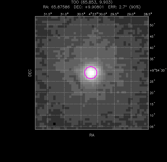 UVOT image with the final position