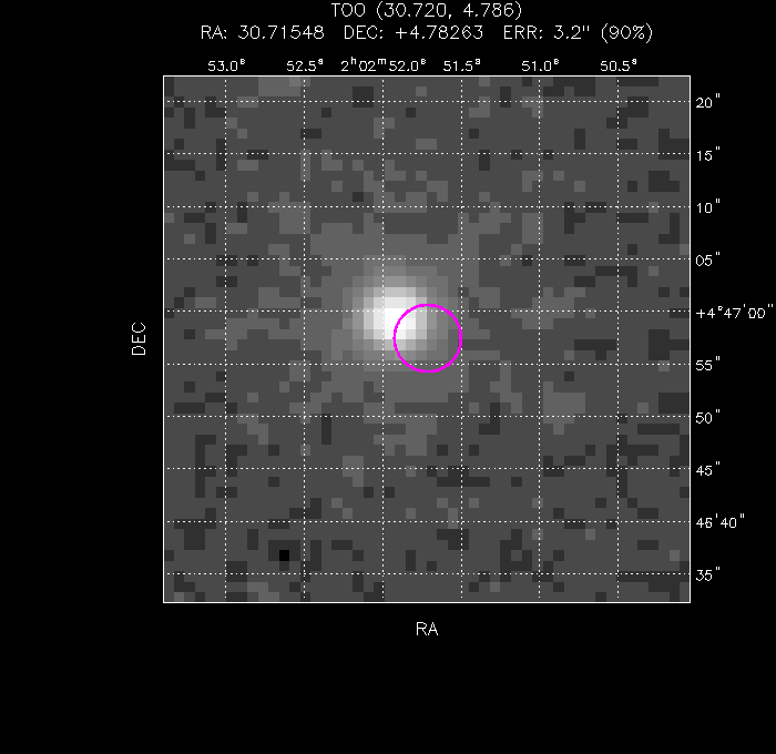 UVOT image with the final position