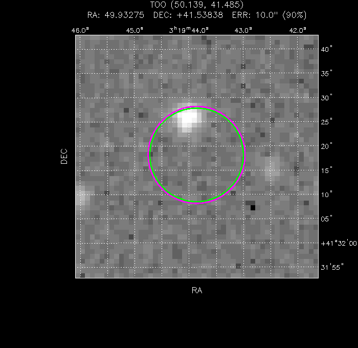 V-band image with the final position and all component positions