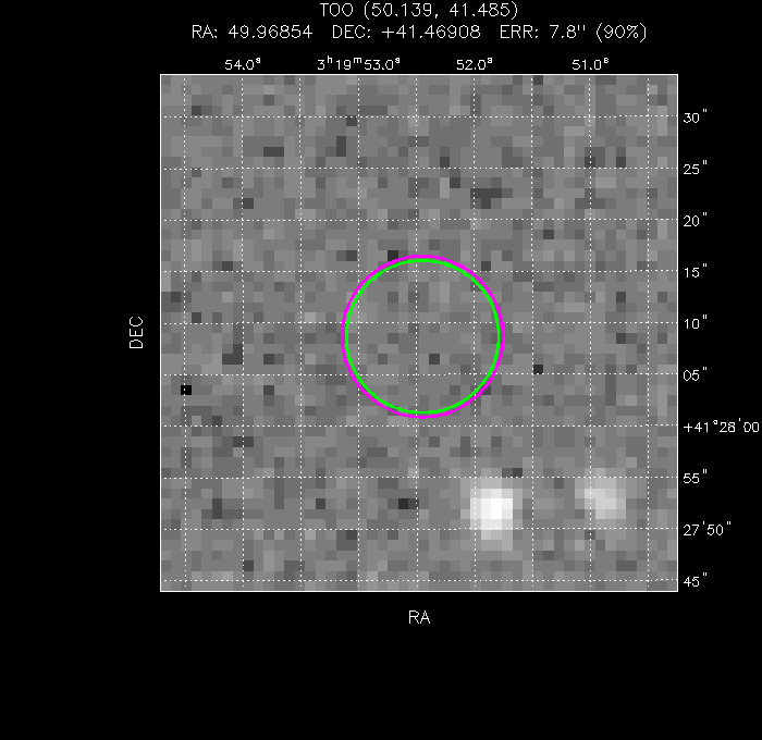 V-band image with the final position and all component positions
