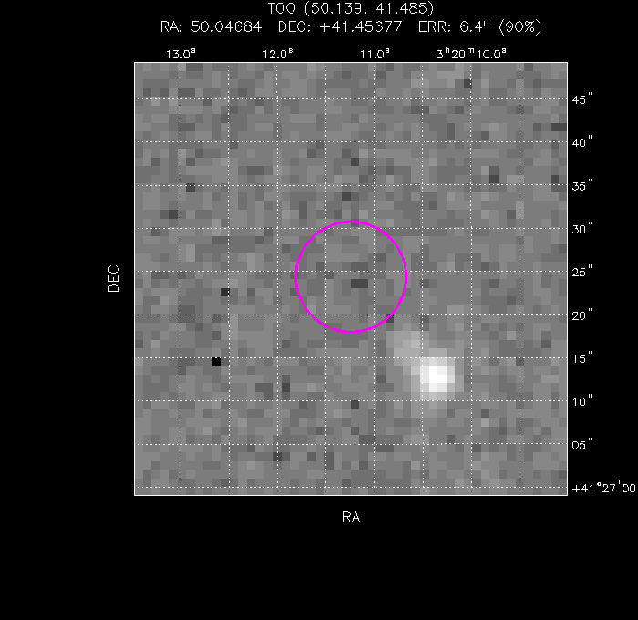 UVOT image with the final position