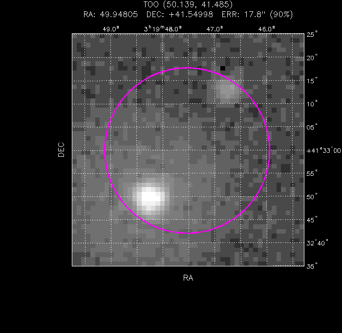 UVOT image with the final position