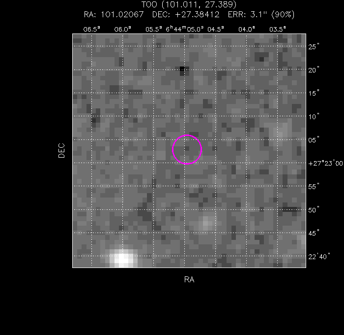 UVOT image with the final position