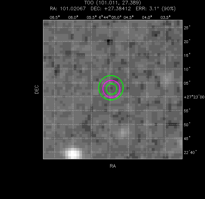 V-band image with the final position and all component positions