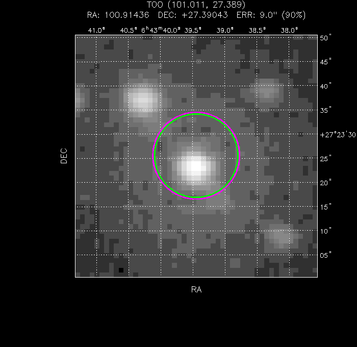 V-band image with the final position and all component positions