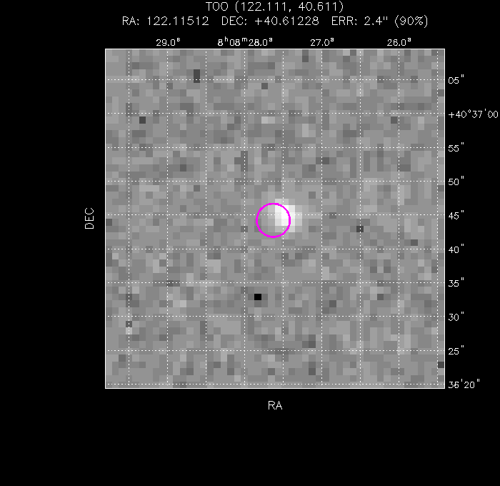 UVOT image with the final position